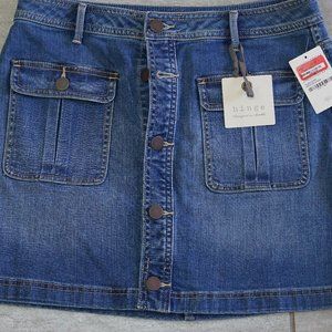 Hinge Blue Denim Button Front Jean Mini Skirt Women's Size Medium